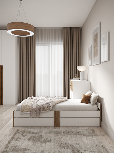 Изображение товара Односпальная кровать EcoWood Екта-2 с ящиками 80х200 / ECO.001.00059.80-200.101SE/376WML