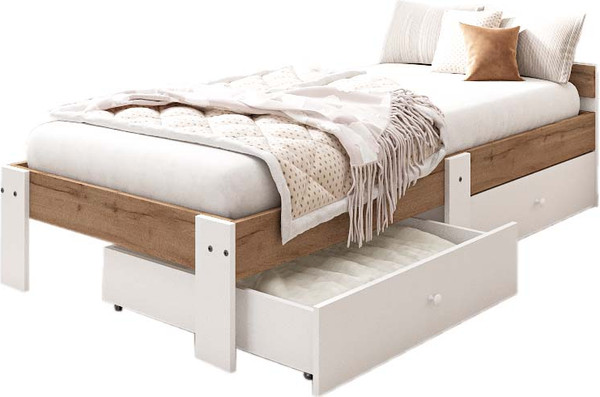 Изображение товара Односпальная кровать EcoWood Екта-2 с ящиками 80х200 / ECO.001.00059.80-200.376WML/101SE