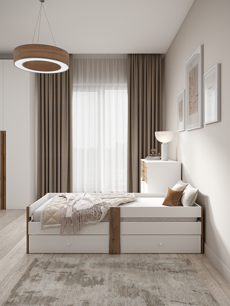 Изображение товара Кровать-тахта детская EcoWood Флорида-2 с ящиками 70х140 / ECO.001.00061.70-140.101SE/376WML