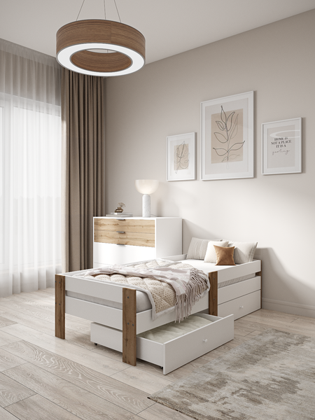 Изображение товара Кровать-тахта детская EcoWood Флорида-2 с ящиками 70х140 / ECO.001.00061.70-140.101SE/376WML