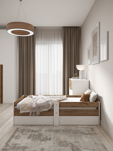 Изображение товара Кровать-тахта детская EcoWood Флорида-2 с ящиками 70х140 / ECO.001.00061.70-140.376WML/101SE