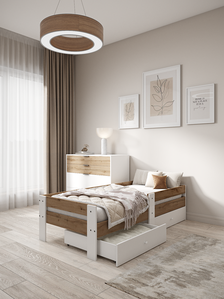 Изображение товара Кровать-тахта детская EcoWood Флорида-2 с ящиками 80х160 / ECO.001.00061.80-160.376WML/101SE