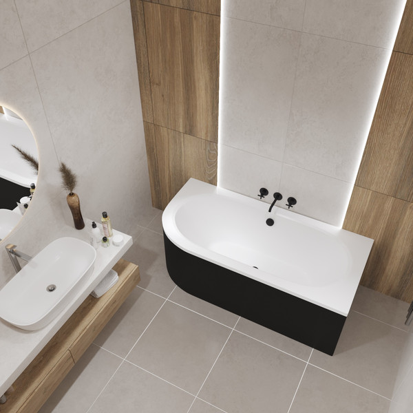 Изображение товара Ванна акриловая Lauter Bliss 160 P / 21201062P (с каркасом/черный подголовн/черный лицевой экран)