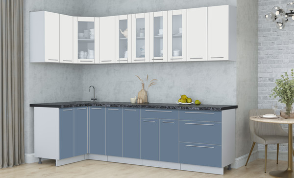 Изображение товара Кухонный гарнитур Интерлиния Мила Пластик 1.2x2.7 (зефирный/арктический/кастилло темный)