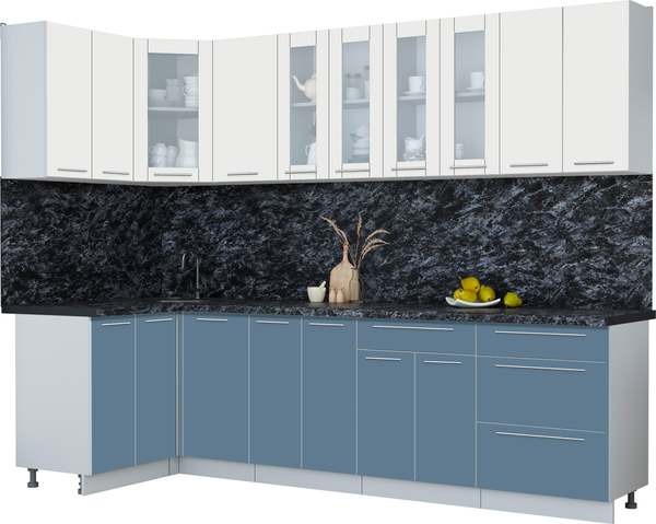 Изображение товара Кухонный гарнитур Интерлиния Мила Пластик 1.2x2.8 (зефирный/арктический/кастилло темный)