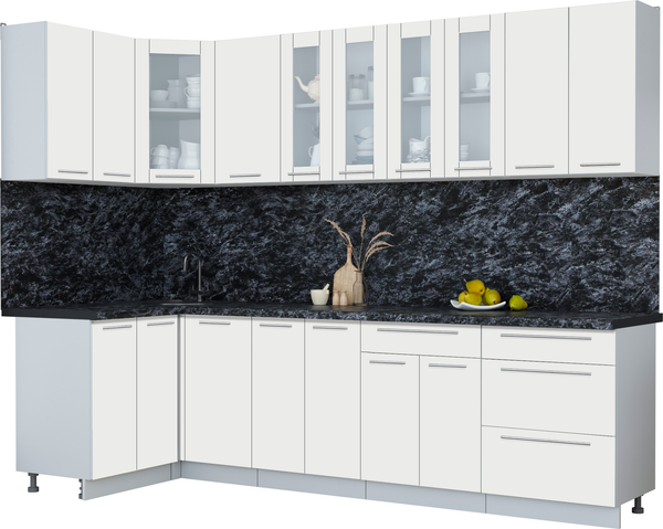 Изображение товара Кухонный гарнитур Интерлиния Мила Пластик 1.2x2.8 (зефирный/зефирный/кастилло темный)