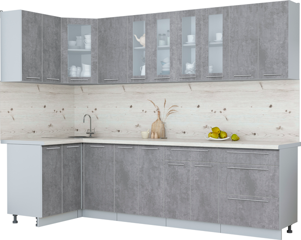 Изображение товара Кухонный гарнитур Интерлиния Мила Пластик 1.2x2.8 (оксид темный/оксид темный/бискайская сосна)