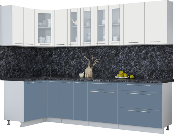 Изображение товара Кухонный гарнитур Интерлиния Мила Пластик 1.2x2.9 (зефирный/арктический/кастилло темный)