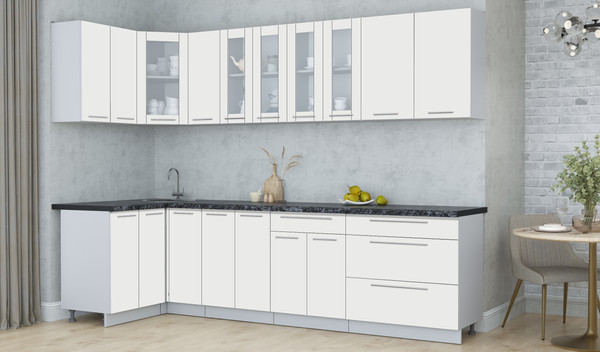 Изображение товара Кухонный гарнитур Интерлиния Мила Пластик 1.2x2.9 (зефирный/зефирный/кастилло темный)