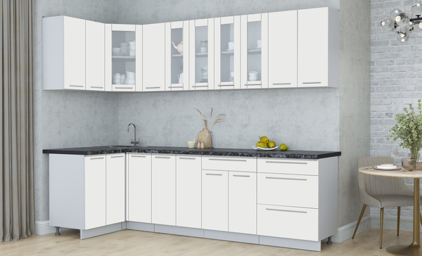 Изображение товара Кухонный гарнитур Интерлиния Мила Пластик 1.2x2.7 (зефирный/зефирный/кастилло темный)