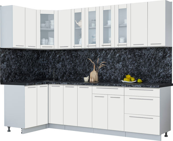 Изображение товара Кухонный гарнитур Интерлиния Мила Пластик 1.2x2.7 (зефирный/зефирный/кастилло темный)