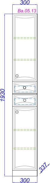 Изображение товара Шкаф-пенал для ванной Aqwella Барселона / Ba.05.13