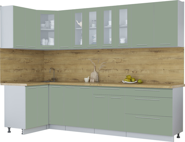 Изображение товара Кухонный гарнитур Интерлиния Мила Пластик 1.2x2.9 (полынь/полынь/дуб бунратти)