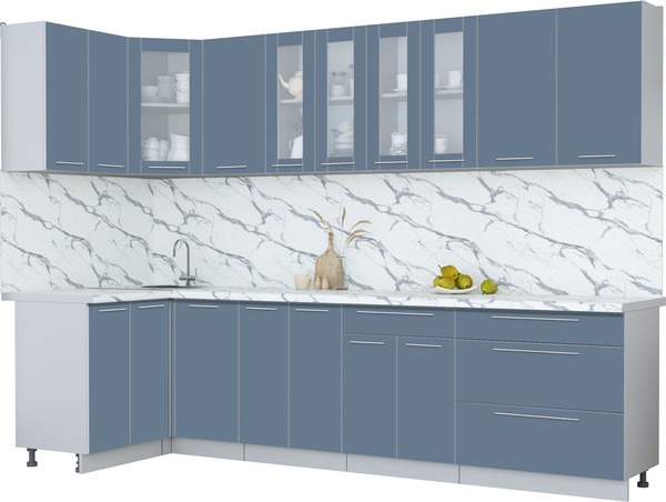 Изображение товара Кухонный гарнитур Интерлиния Мила Пластик 1.2x3.0 (арктический/арктический/белый гранит)