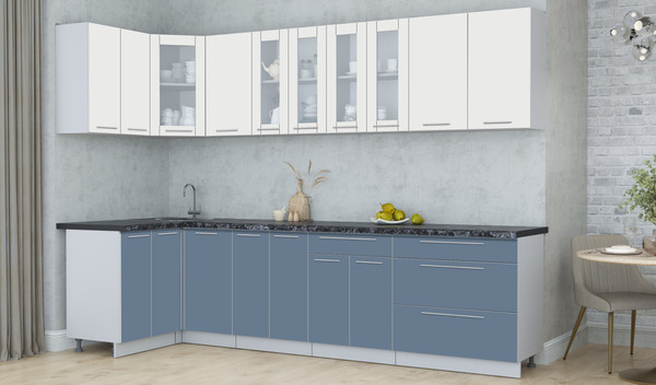 Изображение товара Кухонный гарнитур Интерлиния Мила Пластик 1.2x3.0 (зефирный/арктический/кастилло темный)