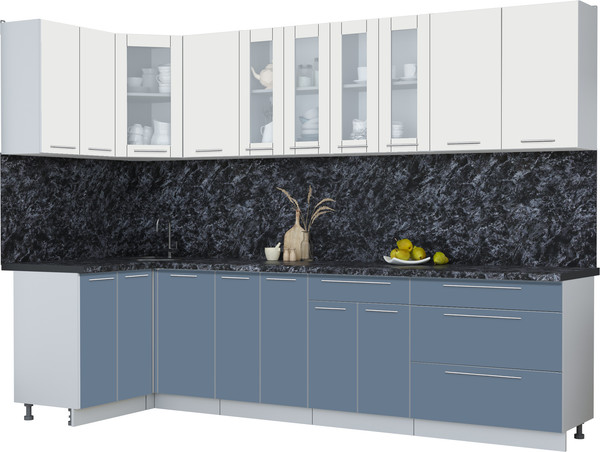 Изображение товара Кухонный гарнитур Интерлиния Мила Пластик 1.2x3.0 (зефирный/арктический/кастилло темный)