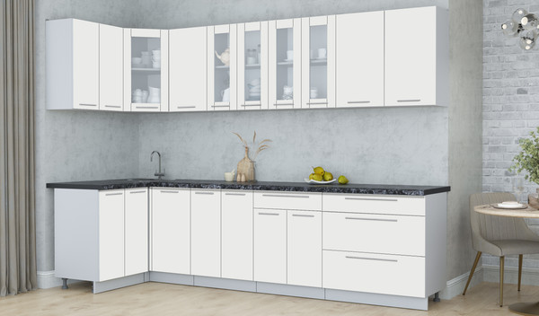 Изображение товара Кухонный гарнитур Интерлиния Мила Пластик 1.2x3.0 (зефирный/зефирный/кастилло темный)