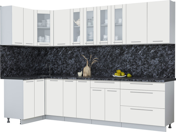 Изображение товара Кухонный гарнитур Интерлиния Мила Пластик 1.2x3.0 (зефирный/зефирный/кастилло темный)