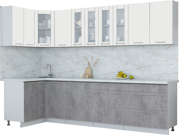 Изображение товара Кухонный гарнитур Интерлиния Мила Пластик 1.2x3.0 (зефирный/оксид темный/серый каспий)