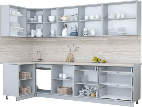 Изображение товара Кухонный гарнитур Интерлиния Мила Пластик 1.2x3.0 (зефирный/шторм/кастилло темный)