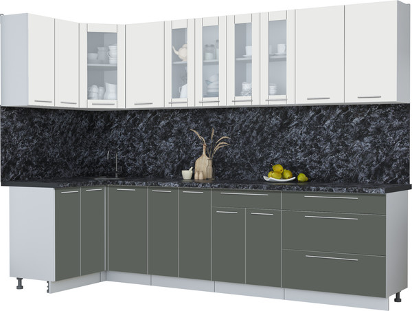 Изображение товара Кухонный гарнитур Интерлиния Мила Пластик 1.2x3.0 (зефирный/шторм/кастилло темный)