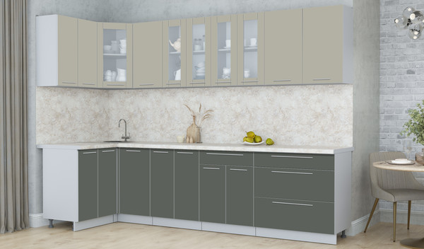 Изображение товара Кухонный гарнитур Интерлиния Мила Пластик 1.2x3.0 (латте/шторм/опал светлый)