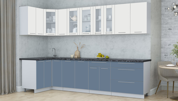 Изображение товара Кухонный гарнитур Интерлиния Мила Пластик 1.2x3.1 (зефирный/арктический/кастилло темный)