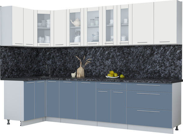 Изображение товара Кухонный гарнитур Интерлиния Мила Пластик 1.2x3.1 (зефирный/арктический/кастилло темный)