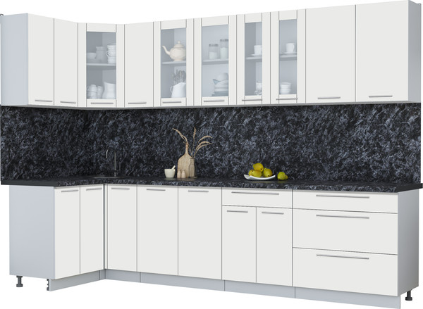 Изображение товара Кухонный гарнитур Интерлиния Мила Пластик 1.2x3.1 (зефирный/зефирный/кастилло темный)