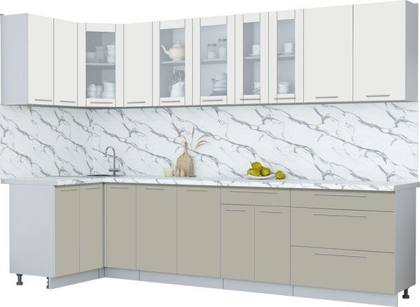 Изображение товара Кухонный гарнитур Интерлиния Мила Пластик 1.2x3.1 (зефирный/латте/белый гранит)