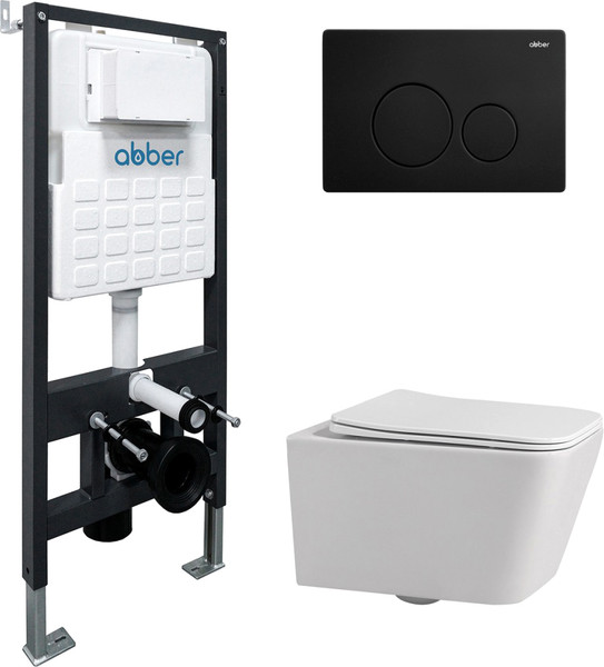 Изображение товара Унитаз подвесной с инсталляцией Abber Rechteck AC1201-AC0105-AC0121MB (с кнопкой смыва)