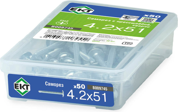 Изображение товара Саморез ЕКТ С прессшайбой 4.2x51 / B009745 (50шт)