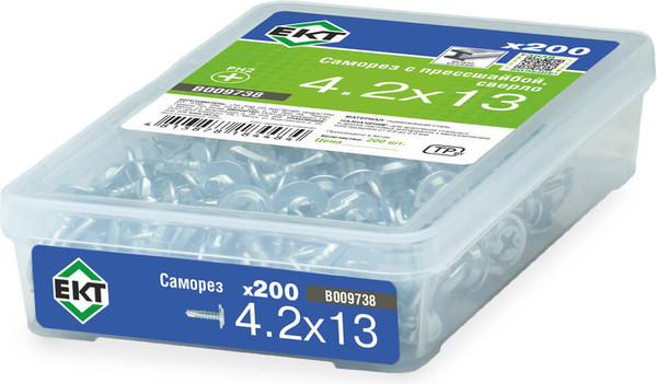Изображение товара Саморез ЕКТ С прессшайбой 4.2x13 / B009738 (200шт)