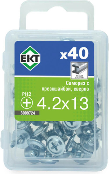 Изображение товара Саморез ЕКТ С прессшайбой 4.2x13 / B009724 (40шт)