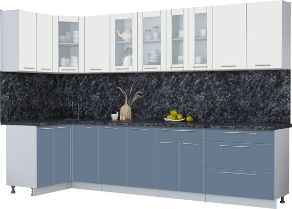 Изображение товара Кухонный гарнитур Интерлиния Мила Пластик 1.2x3.2 (зефирный/арктический/кастилло темный)