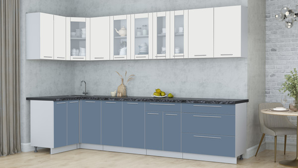 Изображение товара Кухонный гарнитур Интерлиния Мила Пластик 1.2x3.2 (зефирный/арктический/кастилло темный)