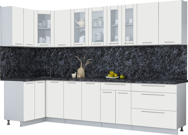 Изображение товара Кухонный гарнитур Интерлиния Мила Пластик 1.2x3.2 (зефирный/зефирный/кастилло темный)