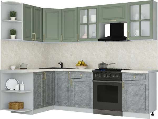 Изображение товара Кухонный гарнитур Интерлиния Мила Шато 1.5x2.6 LV (мята/керамика/опал светлый)