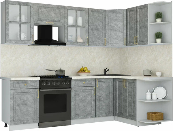 Изображение товара Кухонный гарнитур Интерлиния Мила Шато 1.5x2.6 PR (керамика/керамика/опал светлый)