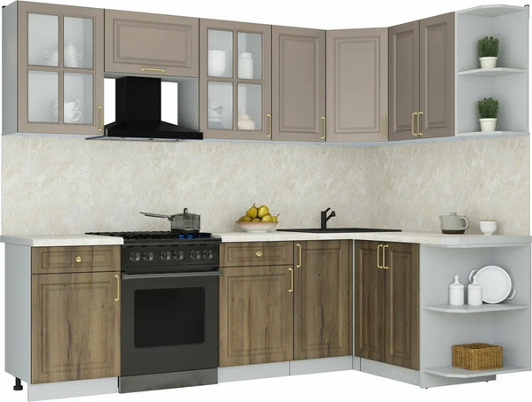 Изображение товара Кухонный гарнитур Интерлиния Мила Шато 1.5x2.6 PR (луна/дуб вотан/опал светлый)