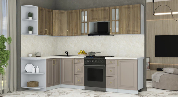 Изображение товара Кухонный гарнитур Интерлиния Мила Шато 1.5x2.7 LV (дуб вотан/луна/опал светлый)