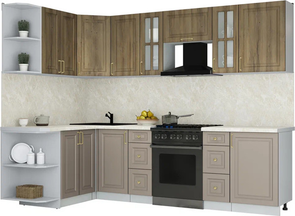 Изображение товара Кухонный гарнитур Интерлиния Мила Шато 1.5x2.7 LV (дуб вотан/луна/опал светлый)