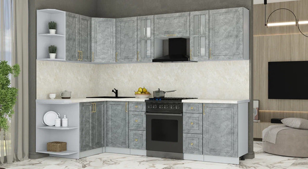 Изображение товара Кухонный гарнитур Интерлиния Мила Шато 1.5x2.7 LV (керамика/керамика/опал светлый)