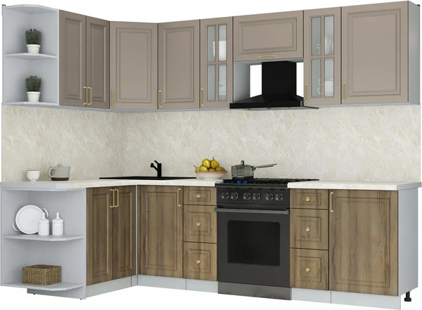 Изображение товара Кухонный гарнитур Интерлиния Мила Шато 1.5x2.7 LV (луна/дуб вотан/опал светлый)