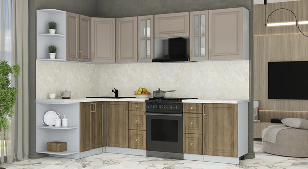 Изображение товара Кухонный гарнитур Интерлиния Мила Шато 1.5x2.7 LV (луна/дуб вотан/опал светлый)