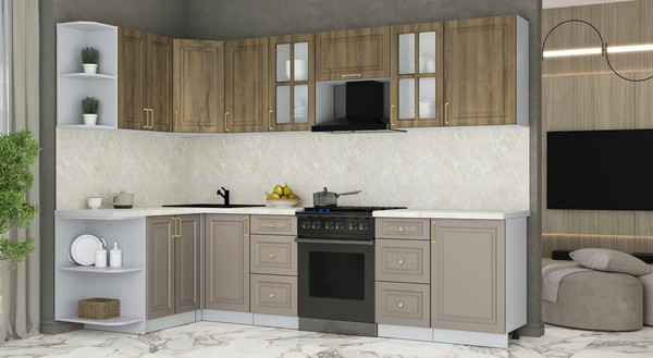 Изображение товара Кухонный гарнитур Интерлиния Мила Шато 1.5x2.9 LV (дуб вотан/луна/опал светлый)