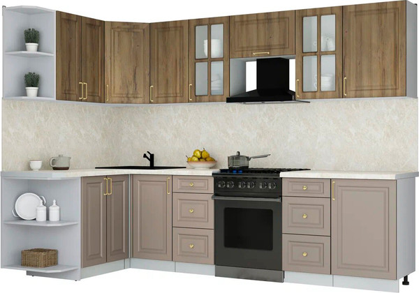 Изображение товара Кухонный гарнитур Интерлиния Мила Шато 1.5x2.9 LV (дуб вотан/луна/опал светлый)