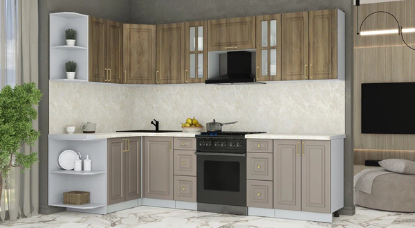 Изображение товара Кухонный гарнитур Интерлиния Мила Шато 1.5x2.8 LV (дуб вотан/луна/опал светлый)