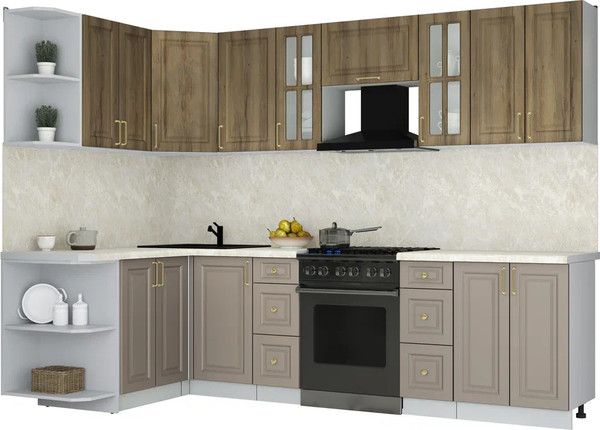 Изображение товара Кухонный гарнитур Интерлиния Мила Шато 1.5x2.8 LV (дуб вотан/луна/опал светлый)