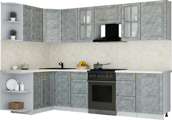 Изображение товара Кухонный гарнитур Интерлиния Мила Шато 1.5x2.9 LV (керамика/керамика/опал светлый)